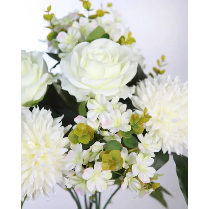 BOUQUET ROSAS Y MUM ARTIFICIAL 50CM