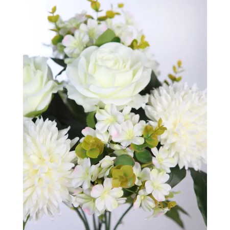 BOUQUET ROSAS Y MUM ARTIFICIAL 50CM