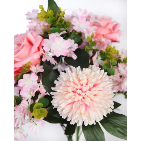 BOUQUET ROSAS Y MUM ARTIFICIAL 50CM