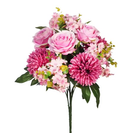 BOUQUET ROSAS Y MUM ARTIFICIAL 50CM