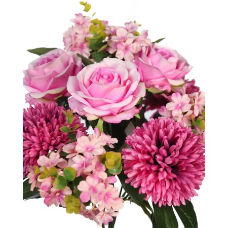 BOUQUET ROSAS Y MUM ARTIFICIAL 50CM