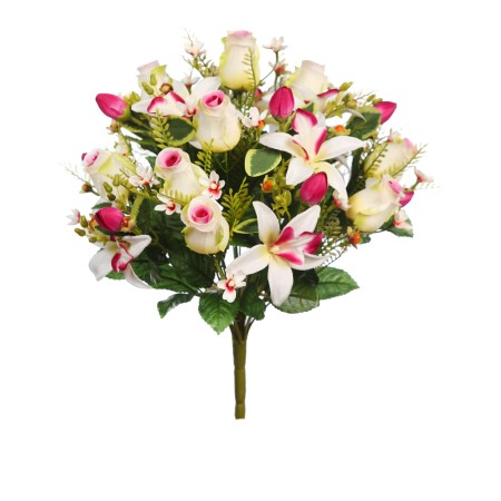 RAMO DE ROSAS Y ORQUIDEAS ARTIFICIAL 38CM