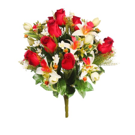 RAMO DE ROSAS Y ORQUIDEAS ARTIFICIAL 38CM