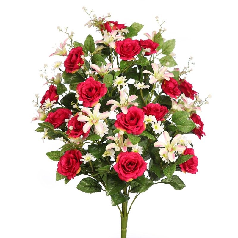 RAMO DE UNA CARA ROSAS 55CM
