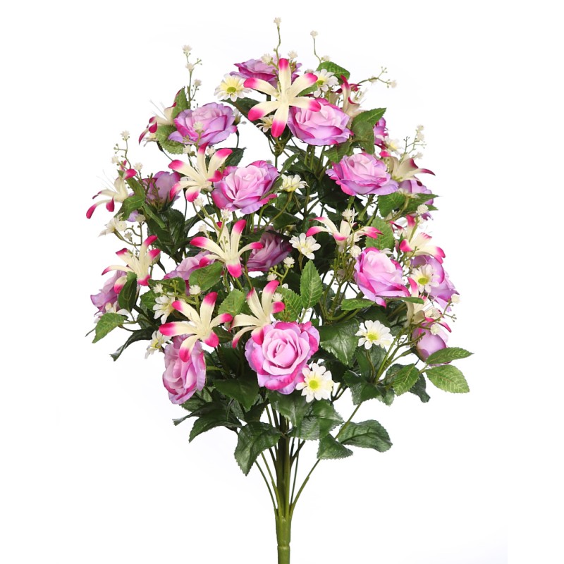 RAMO DE UNA CARA ROSAS 55CM