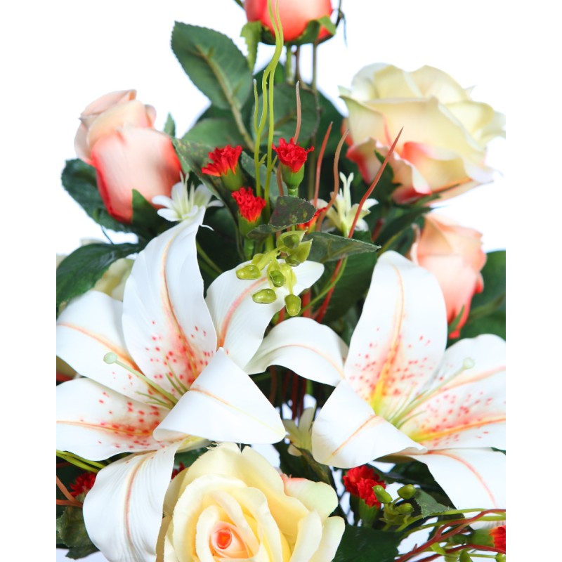 RAMO DE UNA CARA ROSAS Y LILYS ARTIFICIAL 50CM