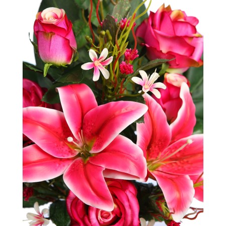 RAMO DE UNA CARA ROSAS Y LILYS ARTIFICIAL 50CM