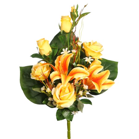 RAMO DE UNA CARA ROSAS Y LILYS ARTIFICIAL 50CM