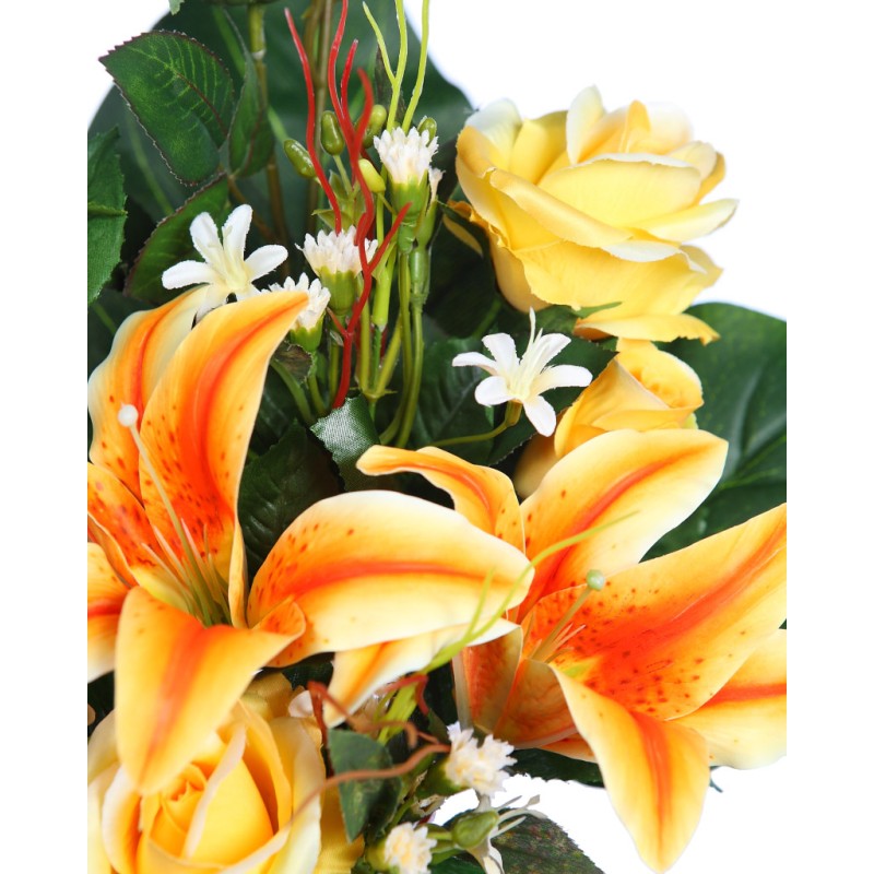 RAMO DE UNA CARA ROSAS Y LILYS ARTIFICIAL 50CM