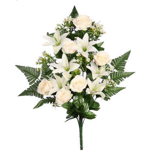 RAMO DE UNA CARA ROSAS Y LILYS ARTIFICIAL 60CM 2