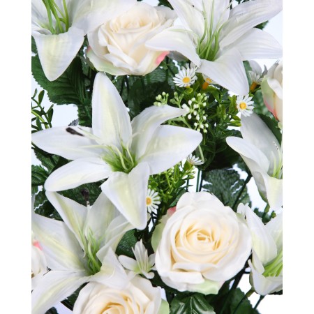 RAMO DE UNA CARA ROSAS Y LILYS ARTIFICIAL 60CM