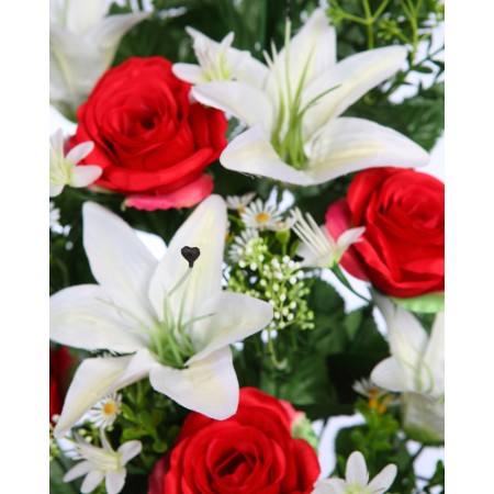 RAMO DE UNA CARA ROSAS Y LILYS ARTIFICIAL 60CM