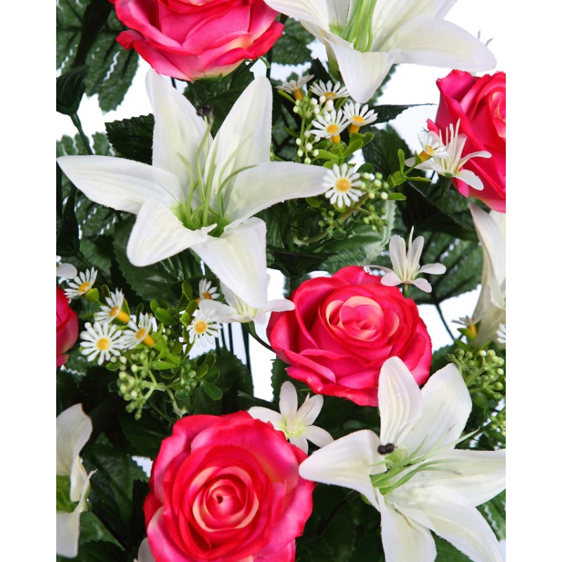 RAMO DE UNA CARA ROSAS Y LILYS ARTIFICIAL 60CM