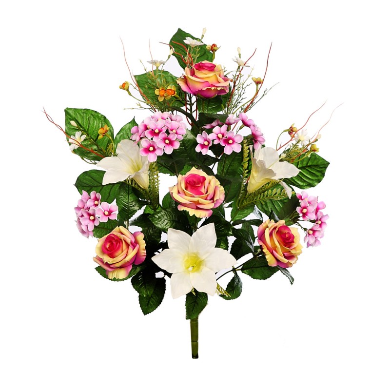 RAMO FRONTAL ROSAS Y LILYS 54 CM