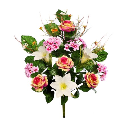 RAMO FRONTAL ROSAS Y LILYS 54 CM