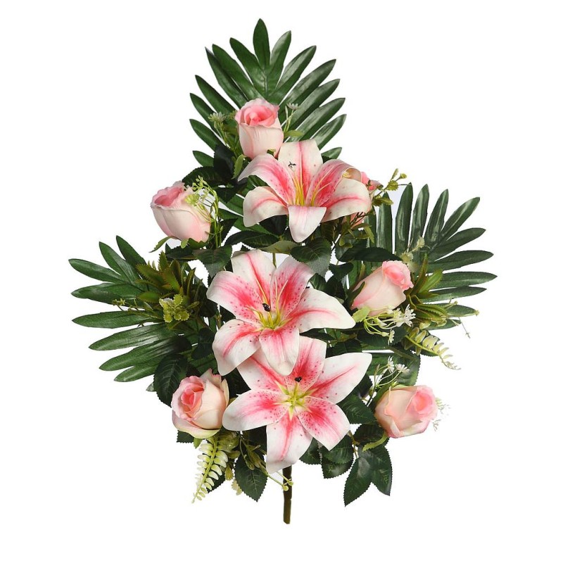 RAMO LILYS Y ROSAS ARTIFICIAL 62CM