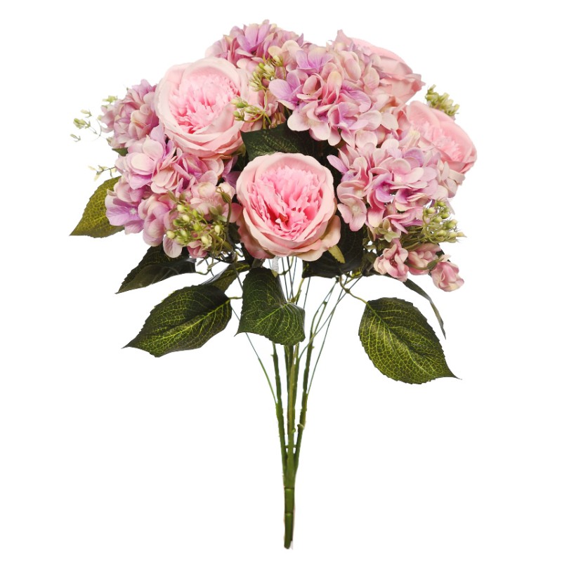 RAMO ROSA CABAGE Y HORTENSIAS 60CM