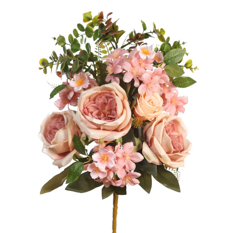 RAMO ROSA Y HORTENSIA ARTIFICIAL 50CM