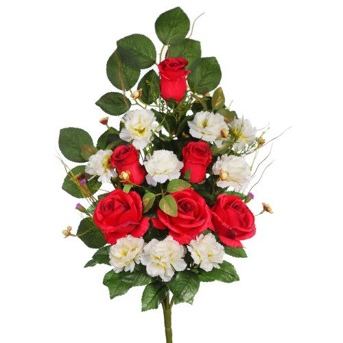 RAMO ROSAS Y CLAVELES ARTIFICIAL 52CM