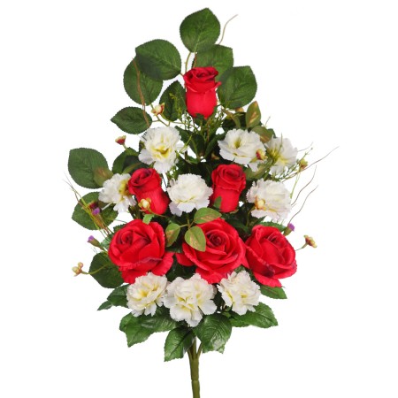 RAMO ROSAS Y CLAVELES ARTIFICIAL 52CM