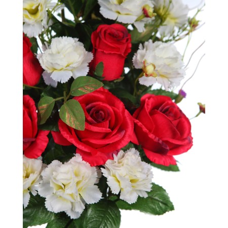 RAMO ROSAS Y CLAVELES ARTIFICIAL 52CM