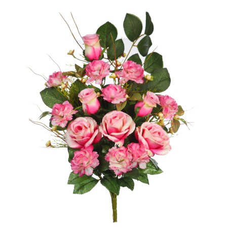 RAMO ROSAS Y CLAVELES ARTIFICIAL 52CM