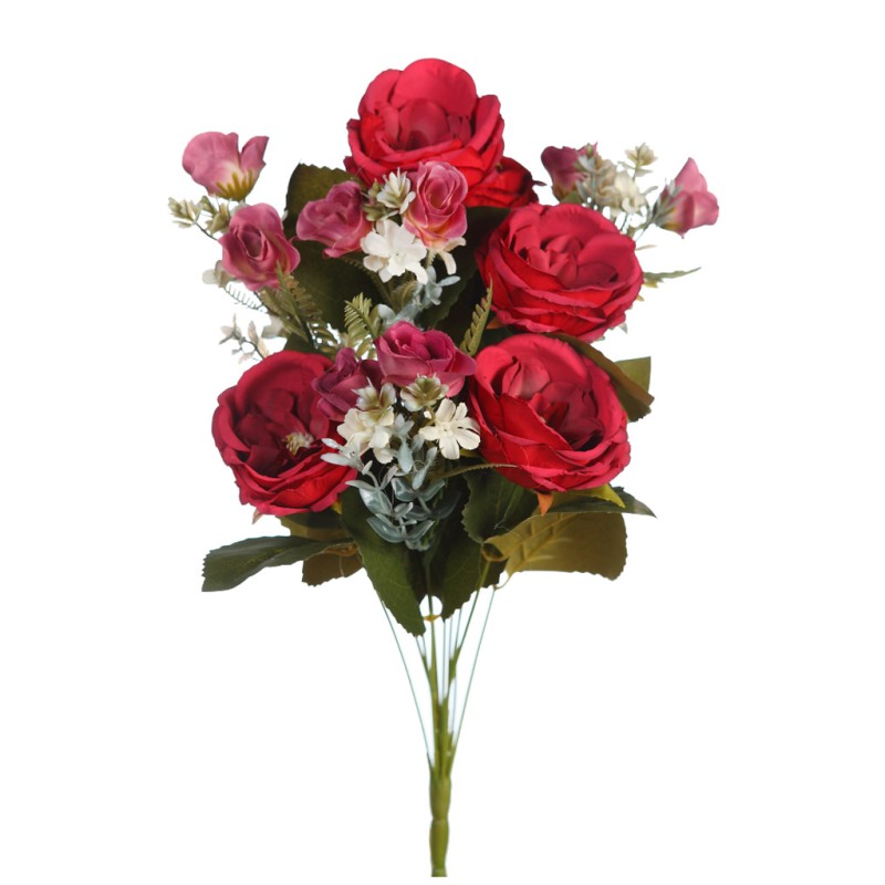 RAMO ROSAS Y GIPSOFILA ARTIFICIAL 50CM