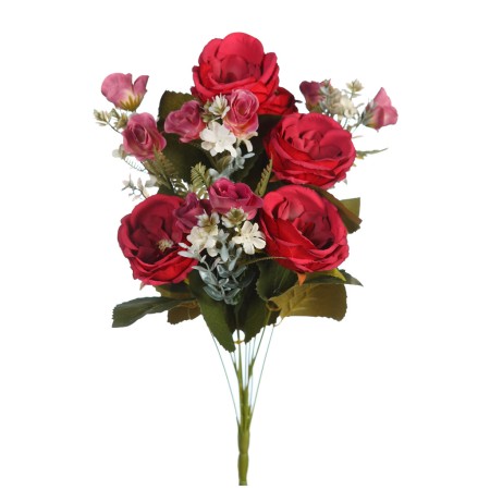 RAMO ROSAS Y GIPSOFILA ARTIFICIAL 50CM