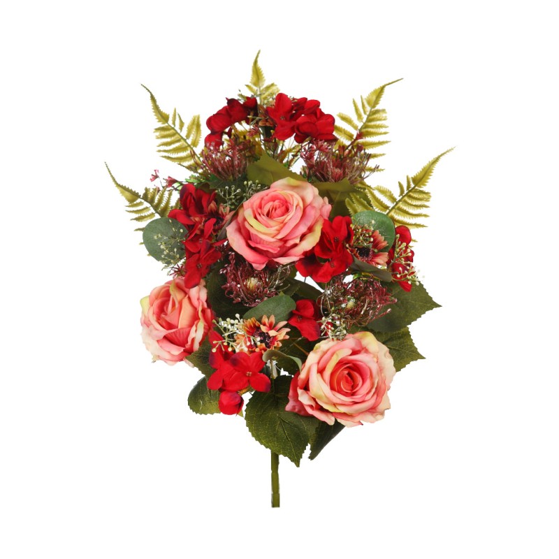 RAMO ROSAS Y HORTENSIAS ARTIFICIAL 50CM