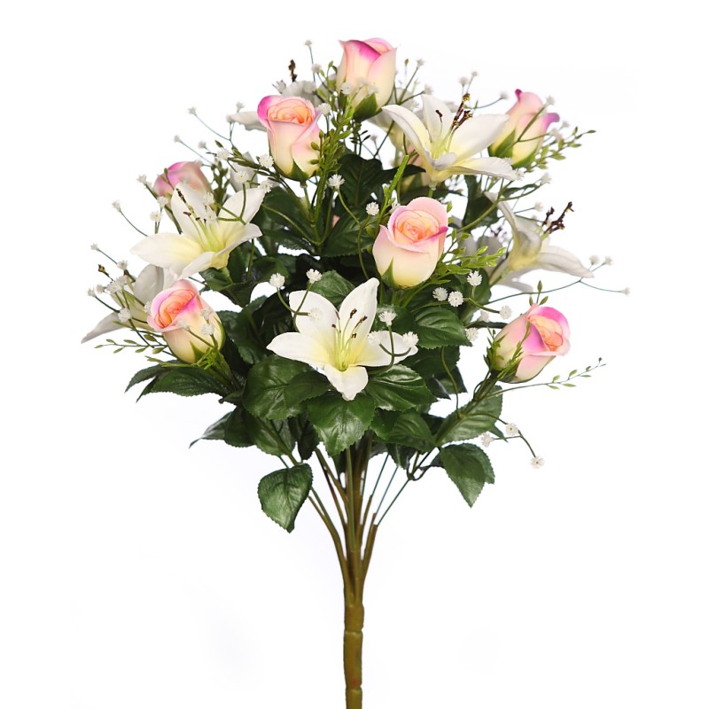 RAMO ROSAS Y LILIUMS ARTIFICIAL  52CM