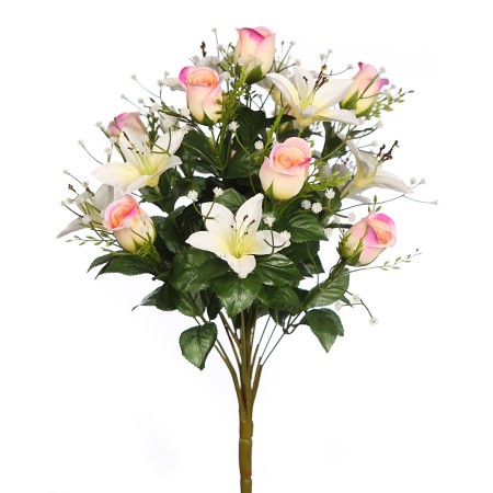 RAMO ROSAS Y LILIUMS ARTIFICIAL  52CM