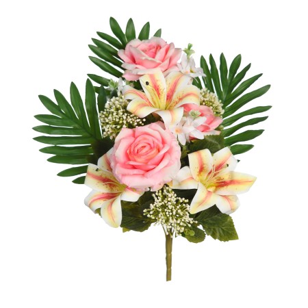 RAMO ROSAS Y LILYS ARTIFICIAL 50CM