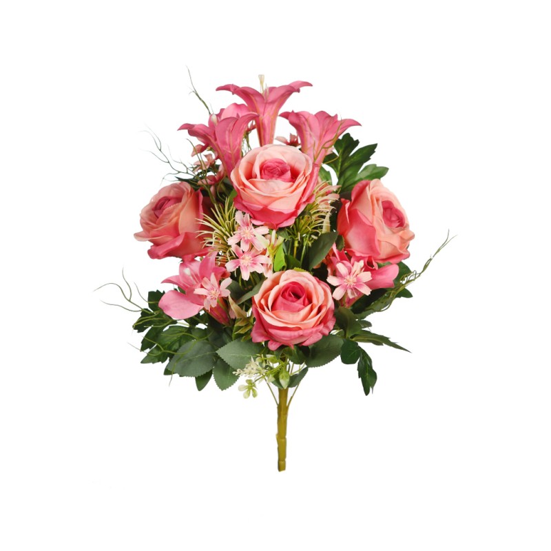 RAMO ROSAS Y LILYS ARTIFICIAL 52CM