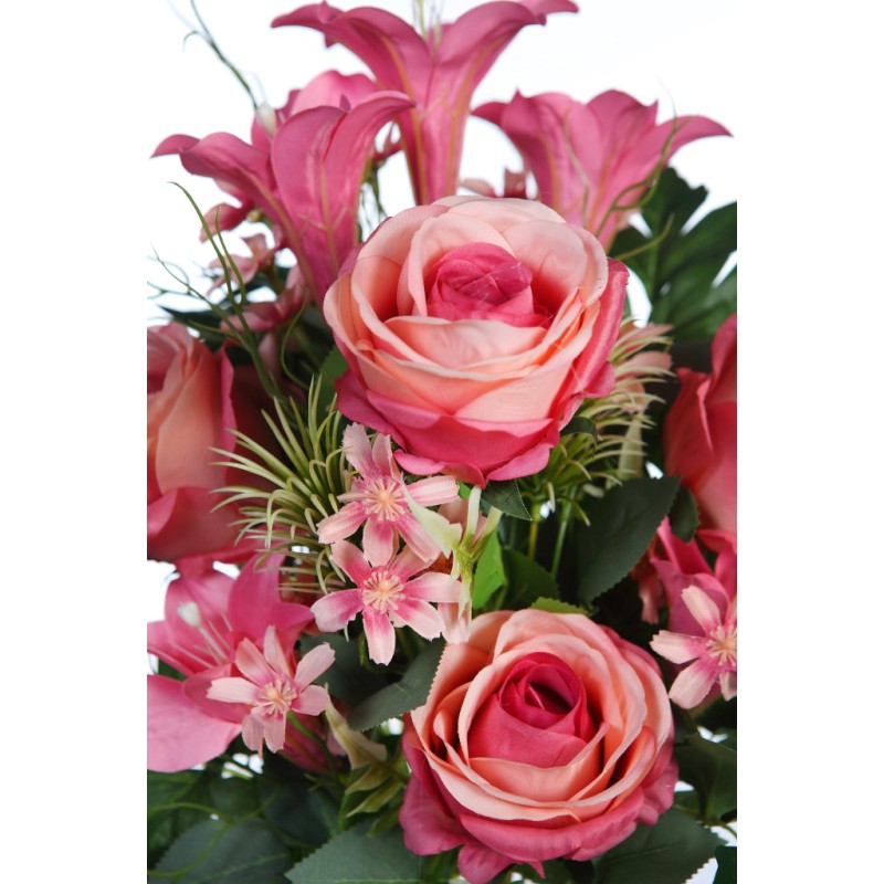 RAMO ROSAS Y LILYS ARTIFICIAL 52CM