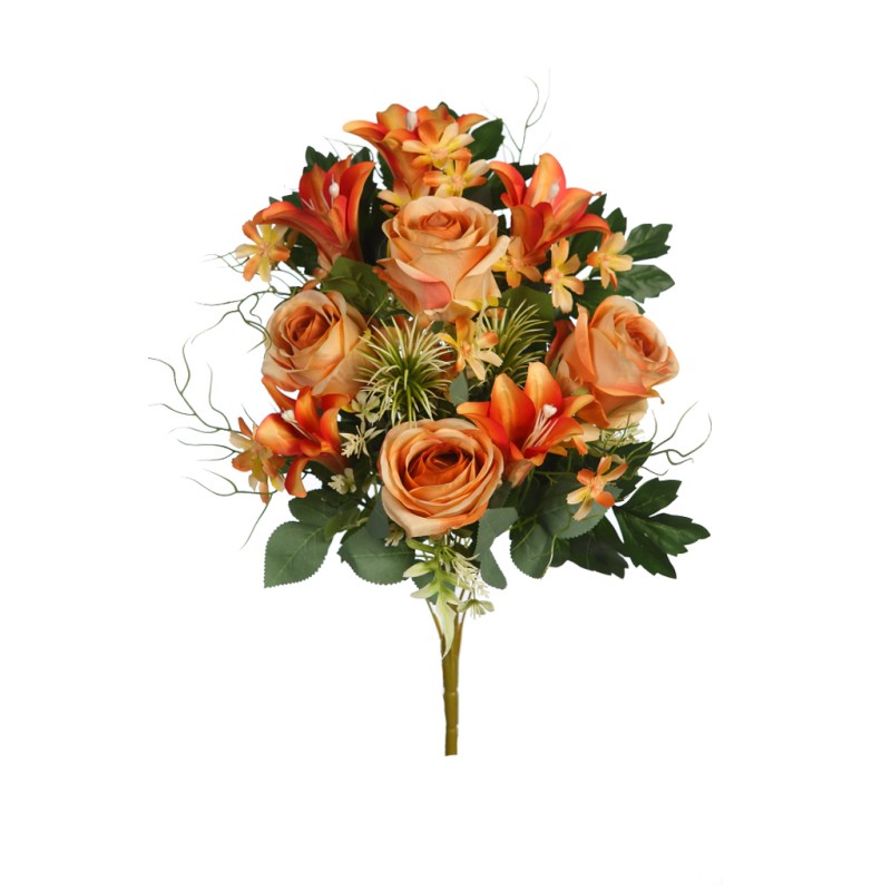RAMO ROSAS Y LILYS ARTIFICIAL 52CM