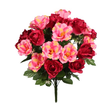 RAMO ROSAS Y LISIANTHUS ARTIFICIAL 48CM