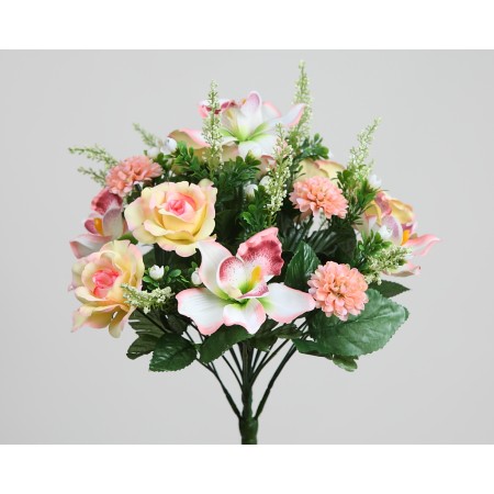 RAMO ROSAS Y ORQUIDEAS ARTIFICIAL 40 CM