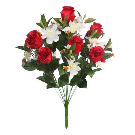 RAMO ROSAS Y ORQUIDEAS ARTIFICIAL 50CM