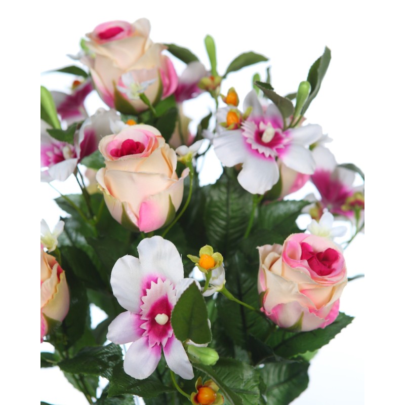 RAMO ROSAS Y ORQUIDEAS ARTIFICIAL 50CM