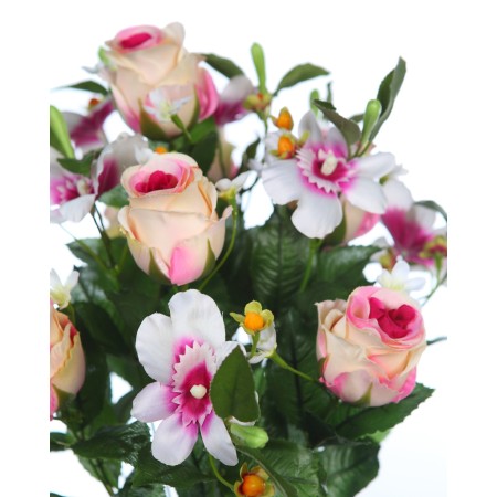 RAMO ROSAS Y ORQUIDEAS ARTIFICIAL 50CM