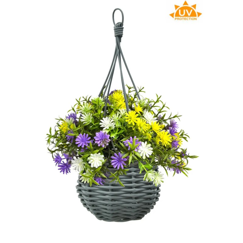 CESTA COLGANTE DIENTE DE LEON ARTIFICIAL UV 20CM