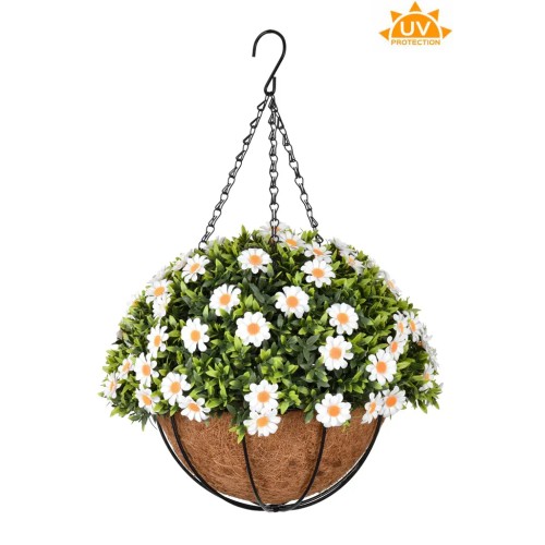 CESTA COLGANTE MARGARITAS ARTIFICIALES UV 30CM