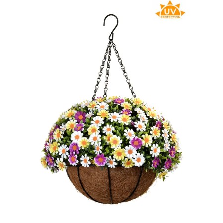 CESTA COLGANTE MARGARITAS ARTIFICIALES UV 30CM