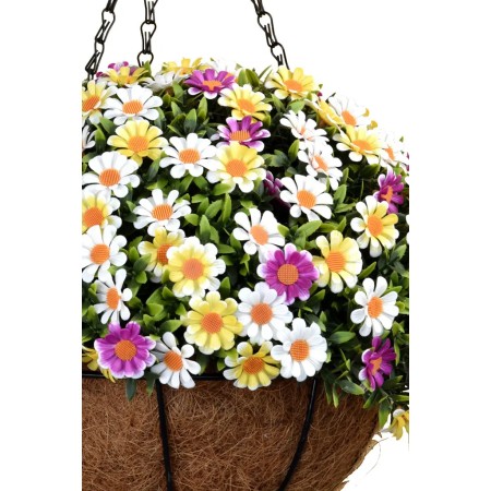CESTA COLGANTE MARGARITAS ARTIFICIALES UV 30CM