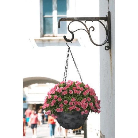CESTA COLGANTE ROSA ARTIFICIAL UV 30CM
